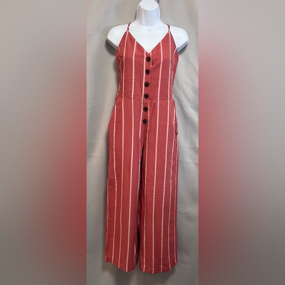 Gap Women Striped Jumpsuits Tie Back for Women Salmon And Cream Color Sz 00